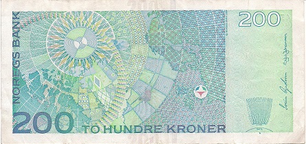Norway 200 Kroner F (see large scan) pick #: 50a
